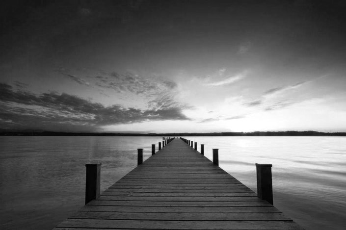 black and white sunset photography