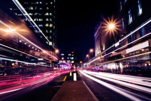A very slow shutter speed was used, which created the long streaks of light you see here.